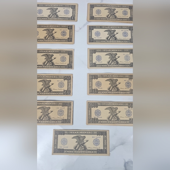 Vtg Whitman Publishing Play Money 1950’s 10 Denominations 117‎ Bills - Picture 3 of 8